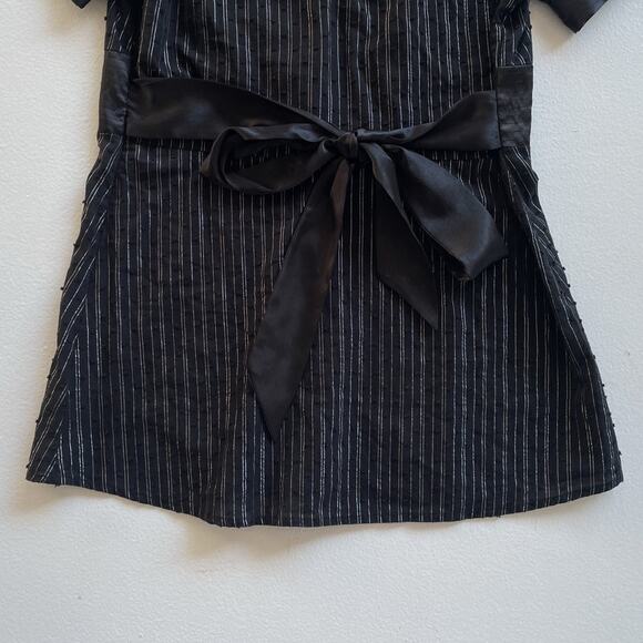 Vintage Y2K Black Pin Striped Office SirenTop / Sz M / Goth DOLLED UP Coquette - Picture 6 of 8